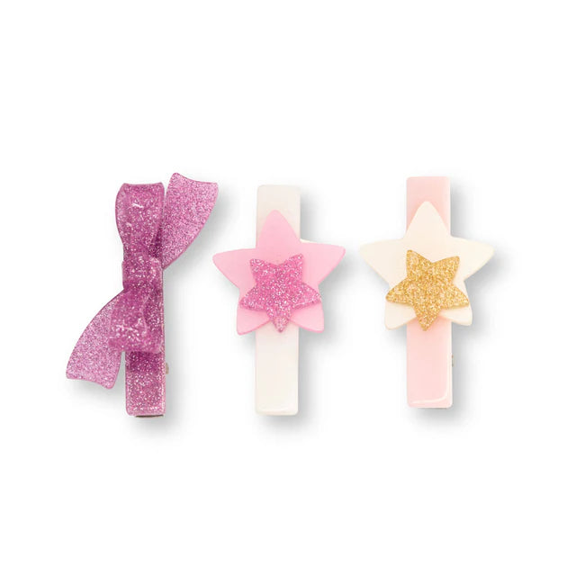 Stars, Pink, Pearl, Gold & Glitter Pink Bow Hair Clips Kids Hair Accessories Lilies & Roses   