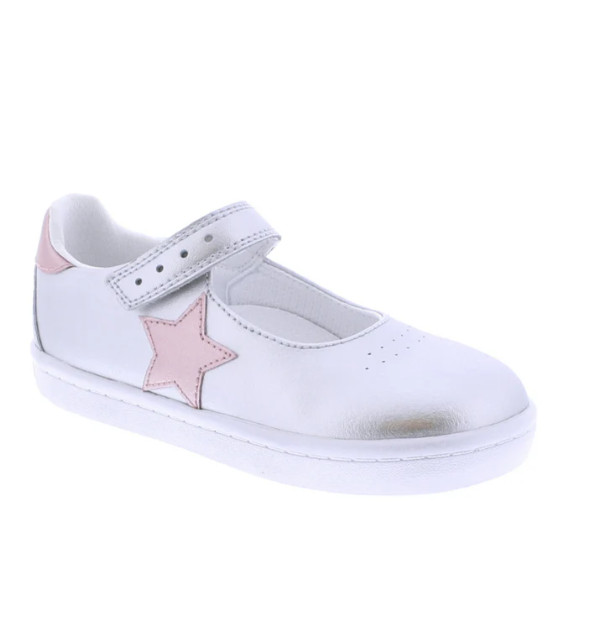 Stella - Silver/Rose Gold Leather Girls Shoes Footmates   