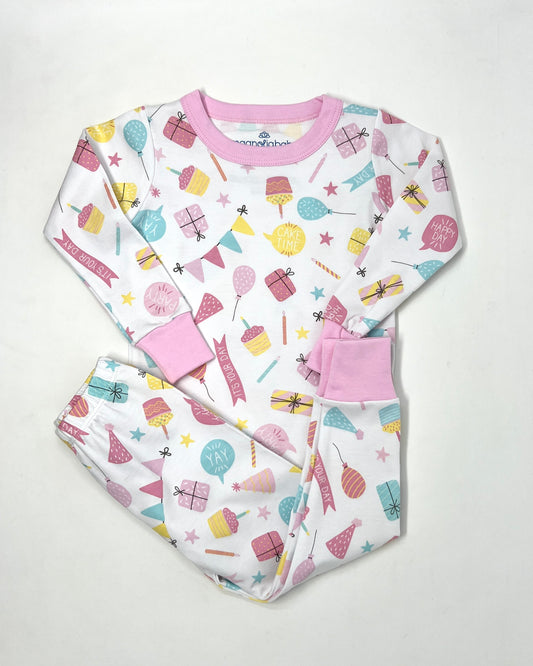 Time to Celebrate Pink Toddler Long Pajamas Kids Pajamas Magnolia Baby   