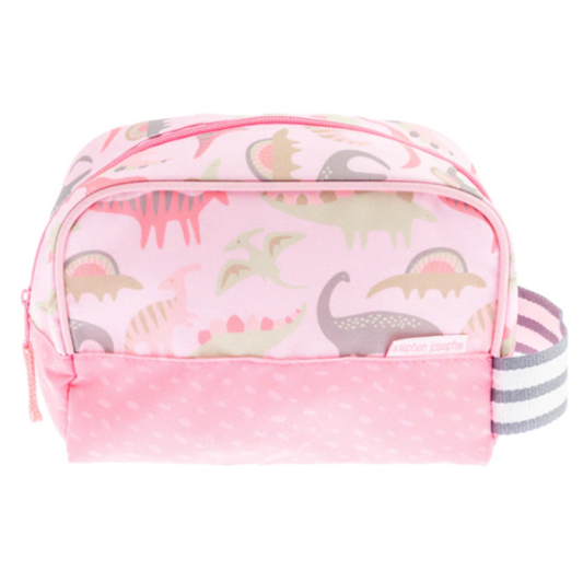 Toiletry Bag - Pink Dino Kids Backpacks + Bags Stephen Joseph   