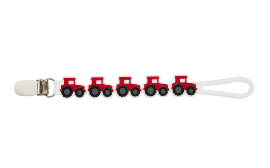 Red Tractor Silicone Paci Strap Baby Accessories Mudpie   