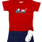Boys S/S Shirt w/ Tractor Pulling Dog Wagon - Deep Red Boys Shirts + Polos Luigi