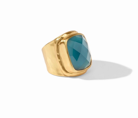 Tudor Statement Ring - Iridescent Peacock Blue - 7 Rings Julie Vos   