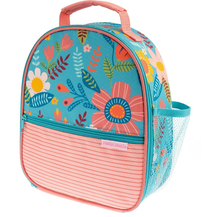 All Over Print Lunch Box - Turquoise Floral Kids Backpacks + Bags Stephen Joseph   