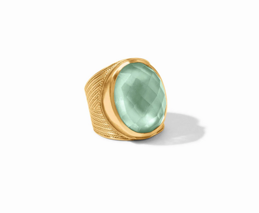Verona Statement Ring Gold Iridescent Aquamarine Blue - Size 8 Rings Julie Vos   