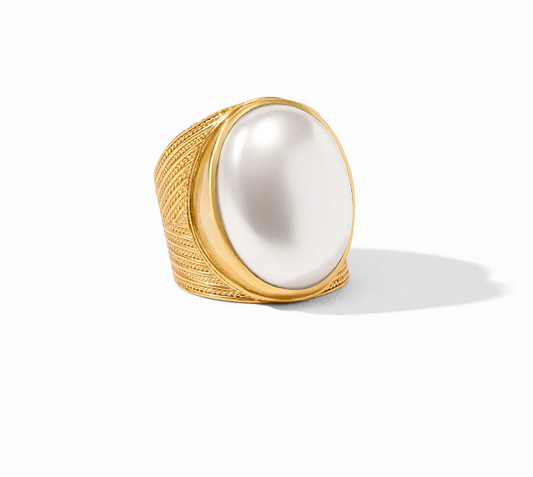 Verona Statement Ring Gold Pearl - Size 7