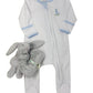 Light Blue Vintage Giraffes Zipper Footie Baby Sleepwear Magnolia Baby