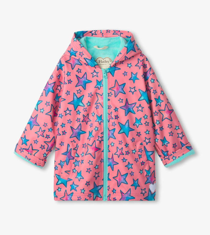 Watercolour Doodles Zip Up Rain Jacket Girls Outerwear Hatley