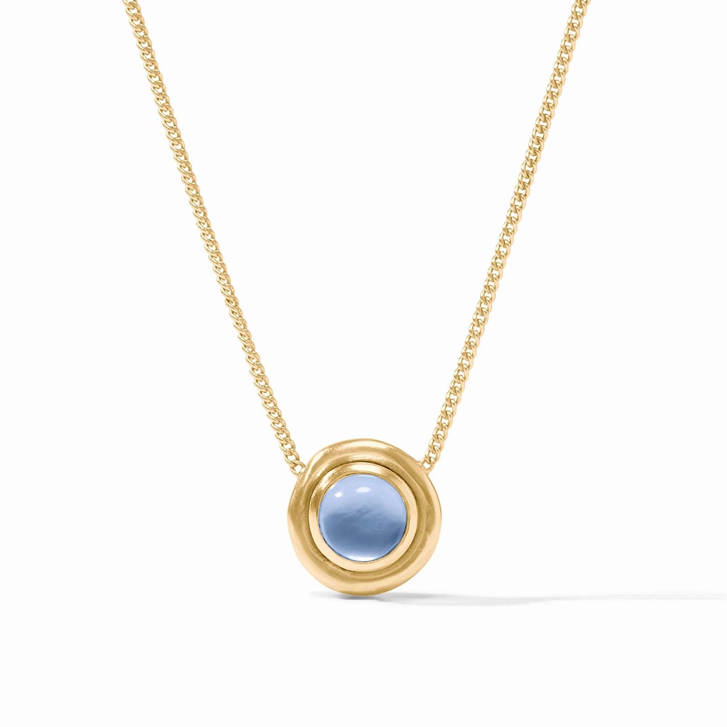 Wave Stone Delicate Necklace - Iridescent Chalcedony Blue Necklaces Julie Vos