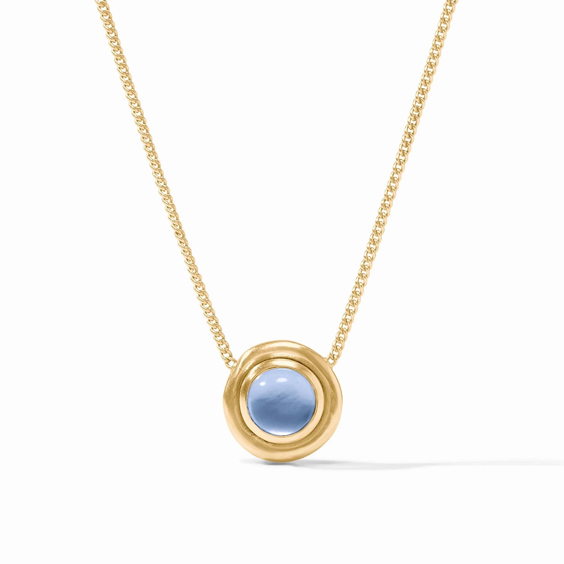 Wave Stone Delicate Necklace - Iridescent Chalcedony Blue Necklaces Julie Vos