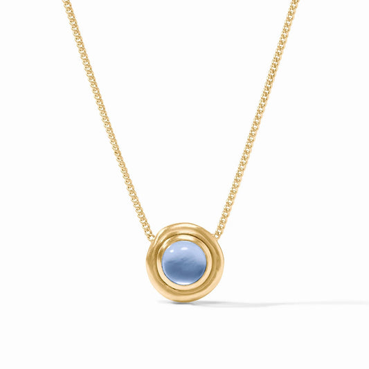 Wave Stone Delicate Necklace - Iridescent Chalcedony Blue Necklaces Julie Vos