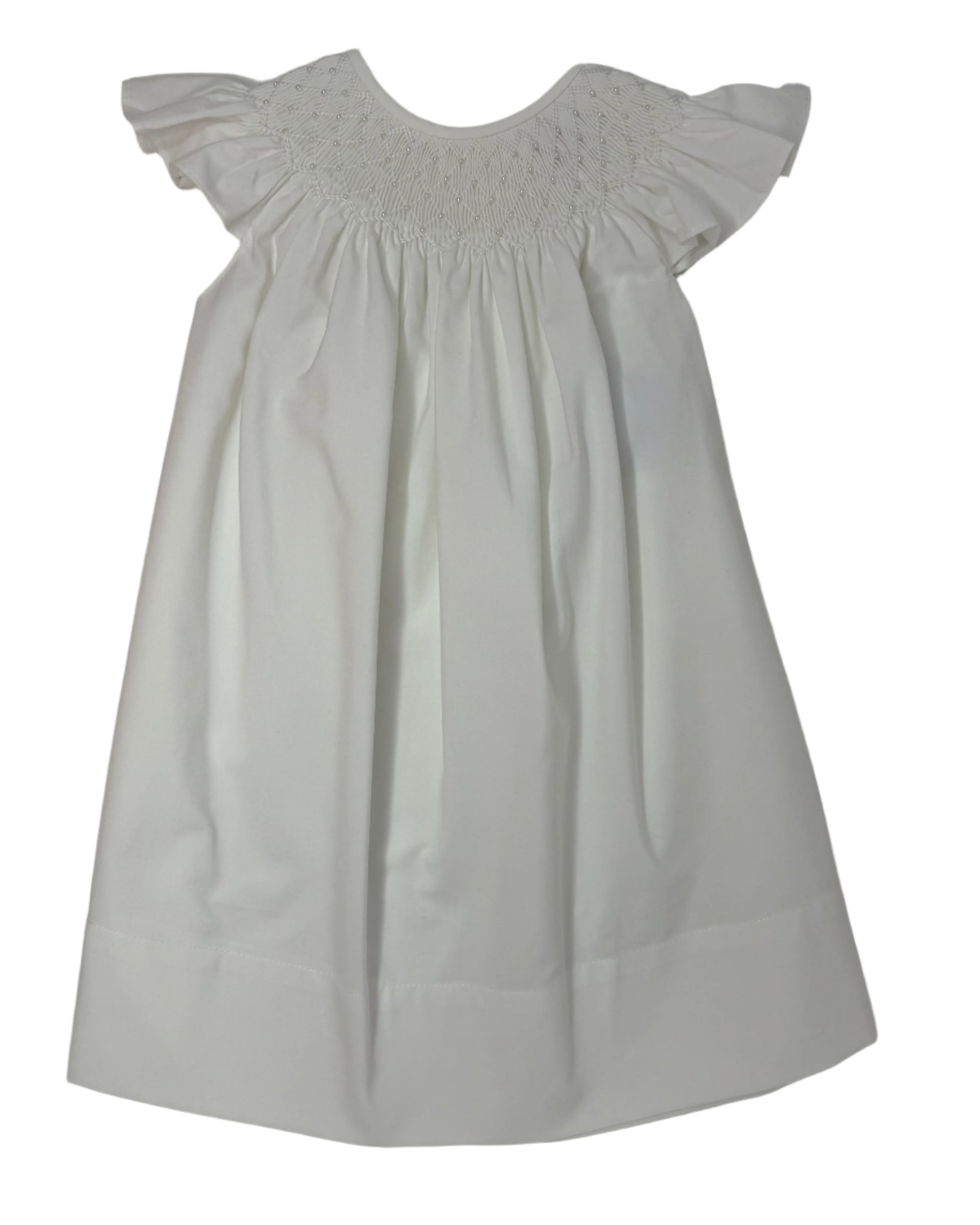 White Catherine Pearl Smocked Dress Girls Occasion Dresses Sweet Dreams