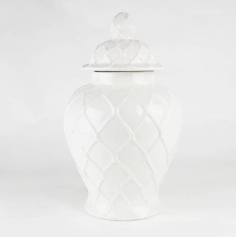 White Textured Ginger Jar - Large Home Decor 8 Oak Lane   