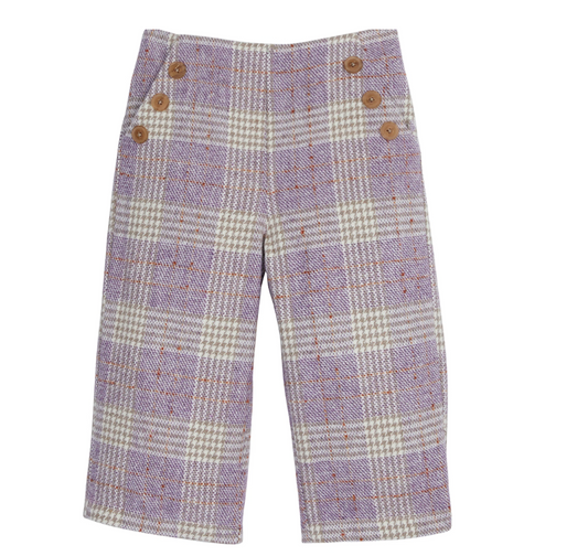Wide Leg Pants - Lilac Tweed Clothing Bisby   