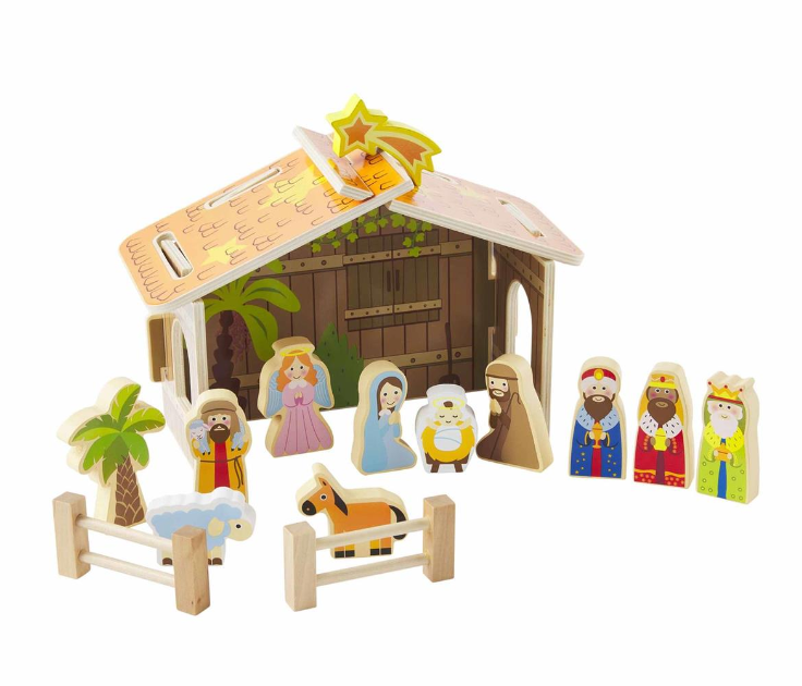 Wood Nativity Set Seasonal Mudpie   