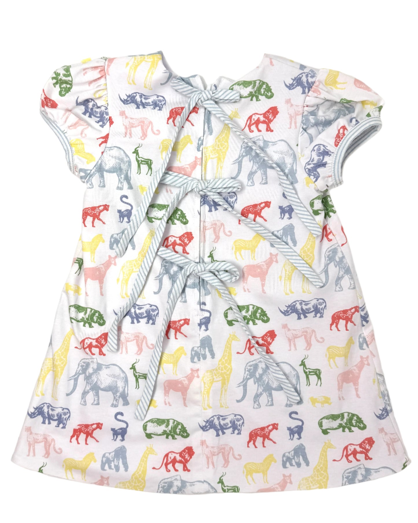 Zoo Friends Bow Back Dress Girls Play Dresses Sage & Lilly