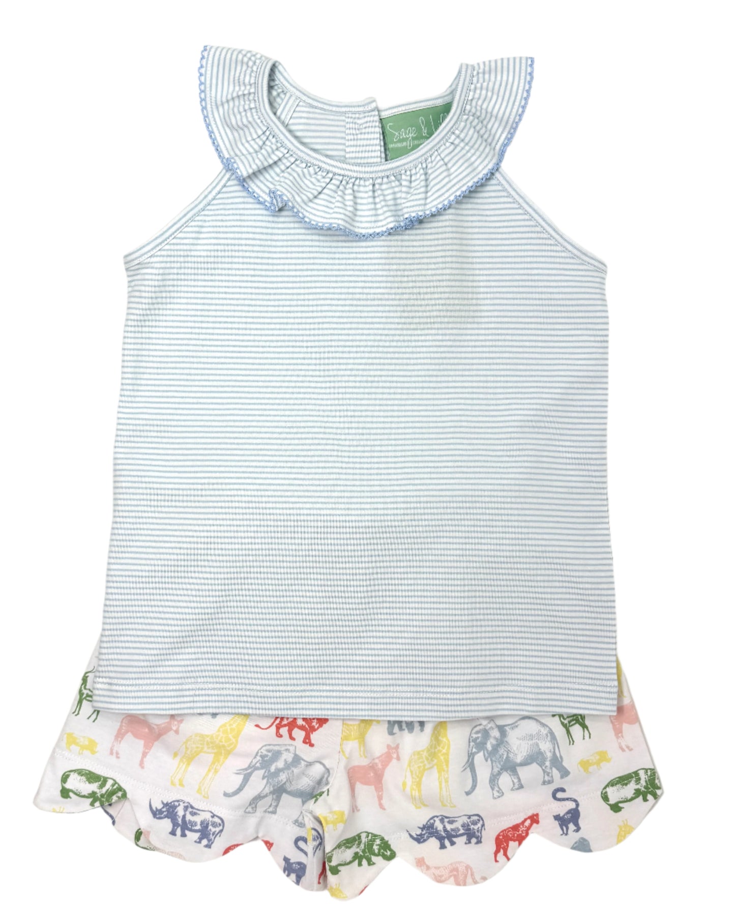 Zoo Friends Scalloped Short Set Girls Sets Sage & Lilly