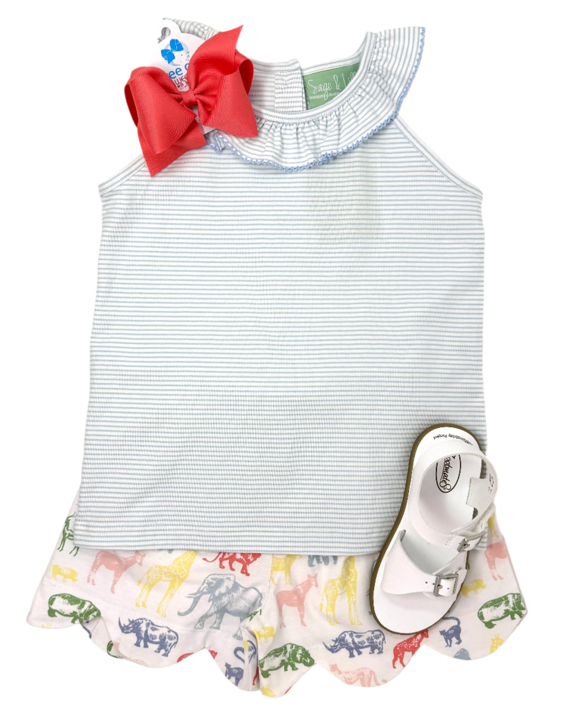 Zoo Friends Scalloped Short Set Girls Sets Sage & Lilly