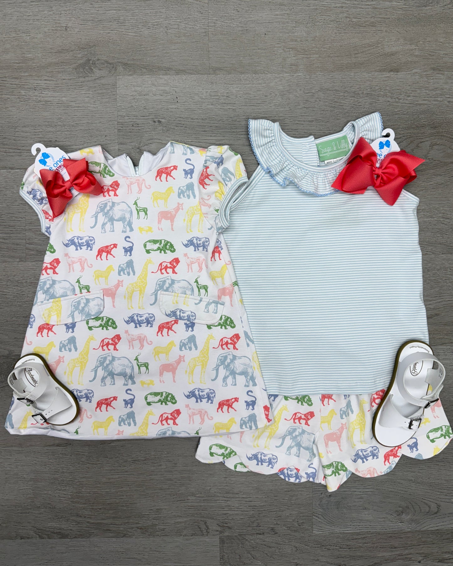 Zoo Friends Scalloped Short Set Girls Sets Sage & Lilly