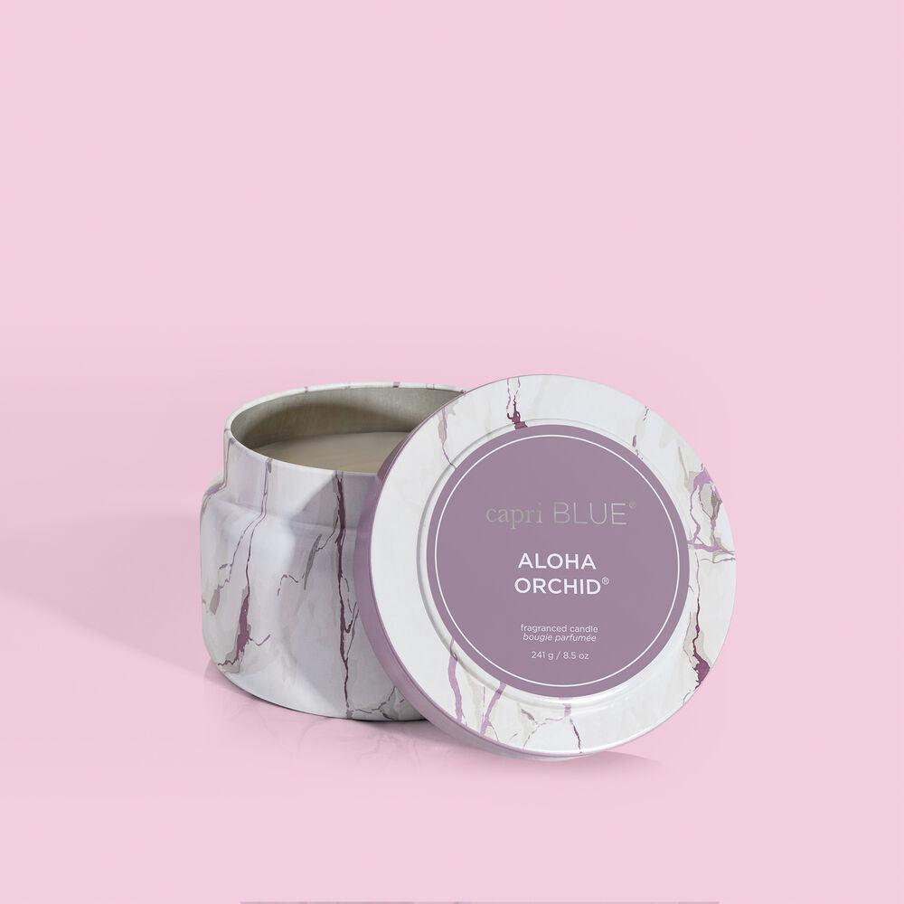 Mod Marble 8.5oz Travel Tin - Aloha Orchid Candles Capri Blue   