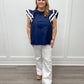 Angie Ric Rac Top - Navy Tops Mudpie