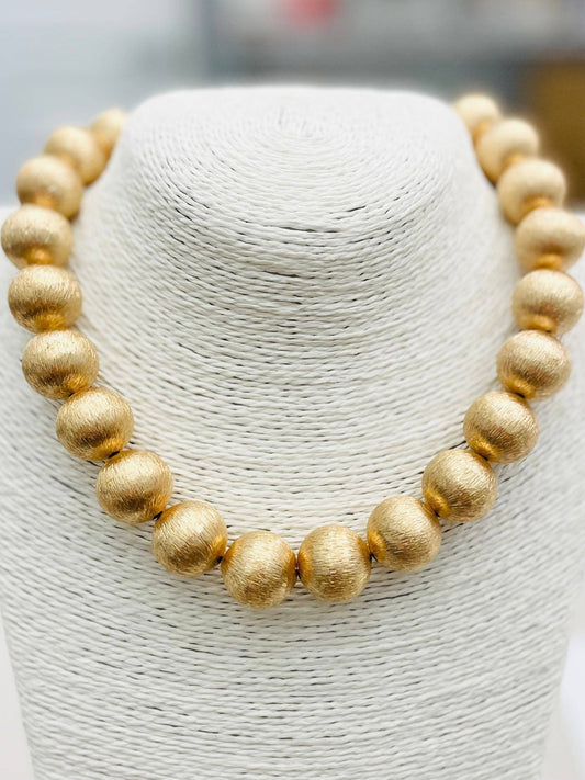 Brushed Gold Ball Necklace Necklaces TWO FORTY TWO