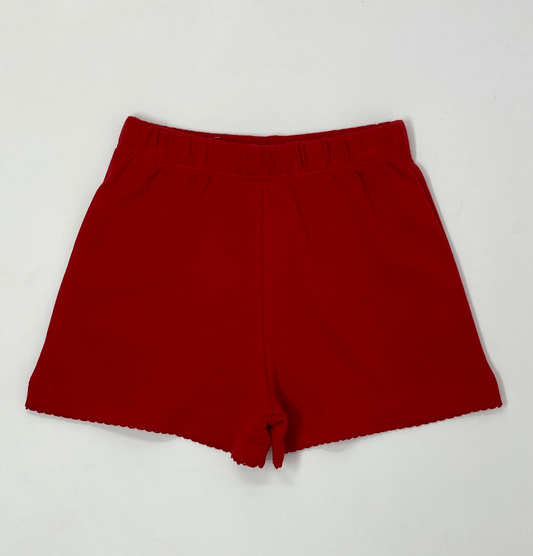 Deep Red Picot Trim Shorts Girls Shorts Luigi