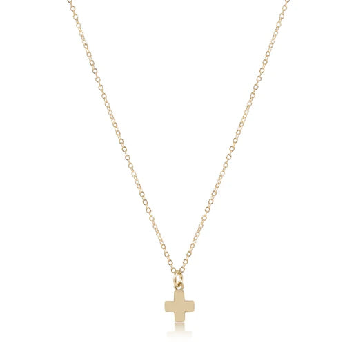 egirl 14" Necklace Gold - Signature Cross Small Gold Charm Necklaces enewton