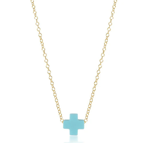 egirl 14" Necklace Gold - Signature Cross Gold Small Mint Necklaces enewton