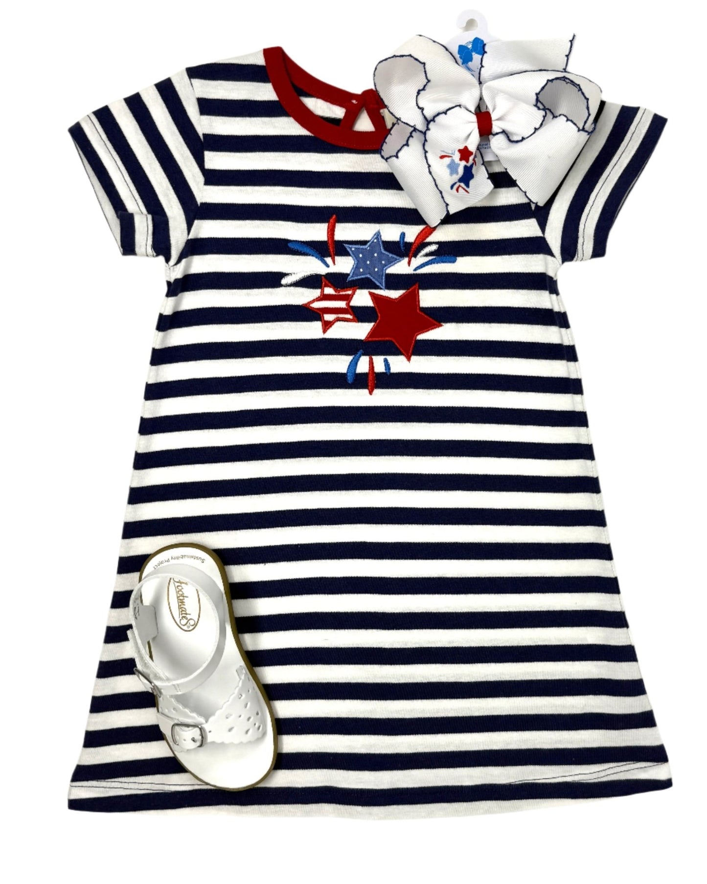 Girls Star Fireworks Dress - Dk.Royal/White Girls Play Dresses Luigi