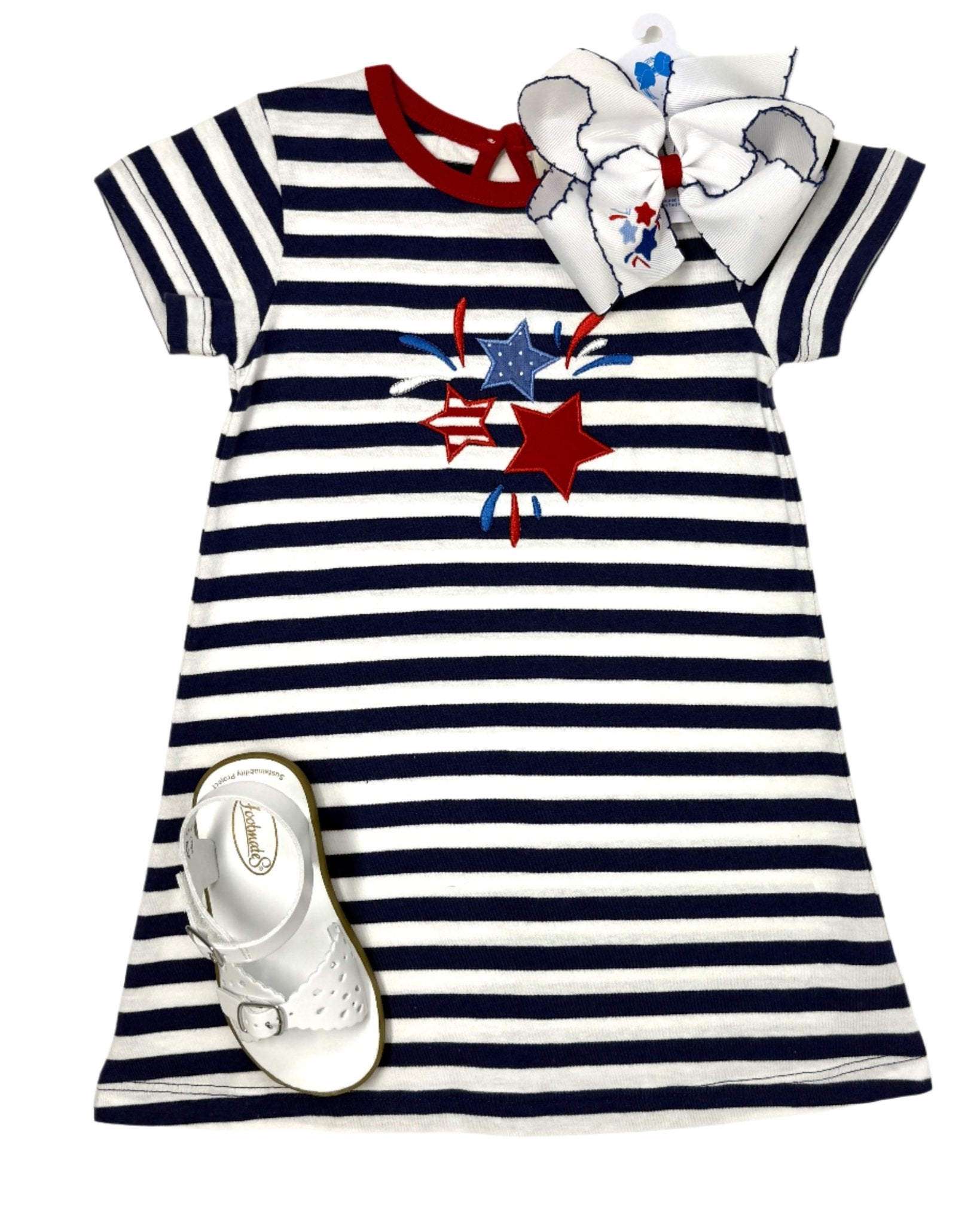 Girls Star Fireworks Dress - Dk.Royal/White Girls Play Dresses Luigi