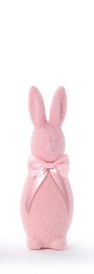 Set of 2 Flocked Bunny w/ Bow - Assorted Seasonal Two's Company Pink