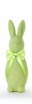 Set of 2 Flocked Bunny w/ Bow - Assorted Seasonal Two's Company Green