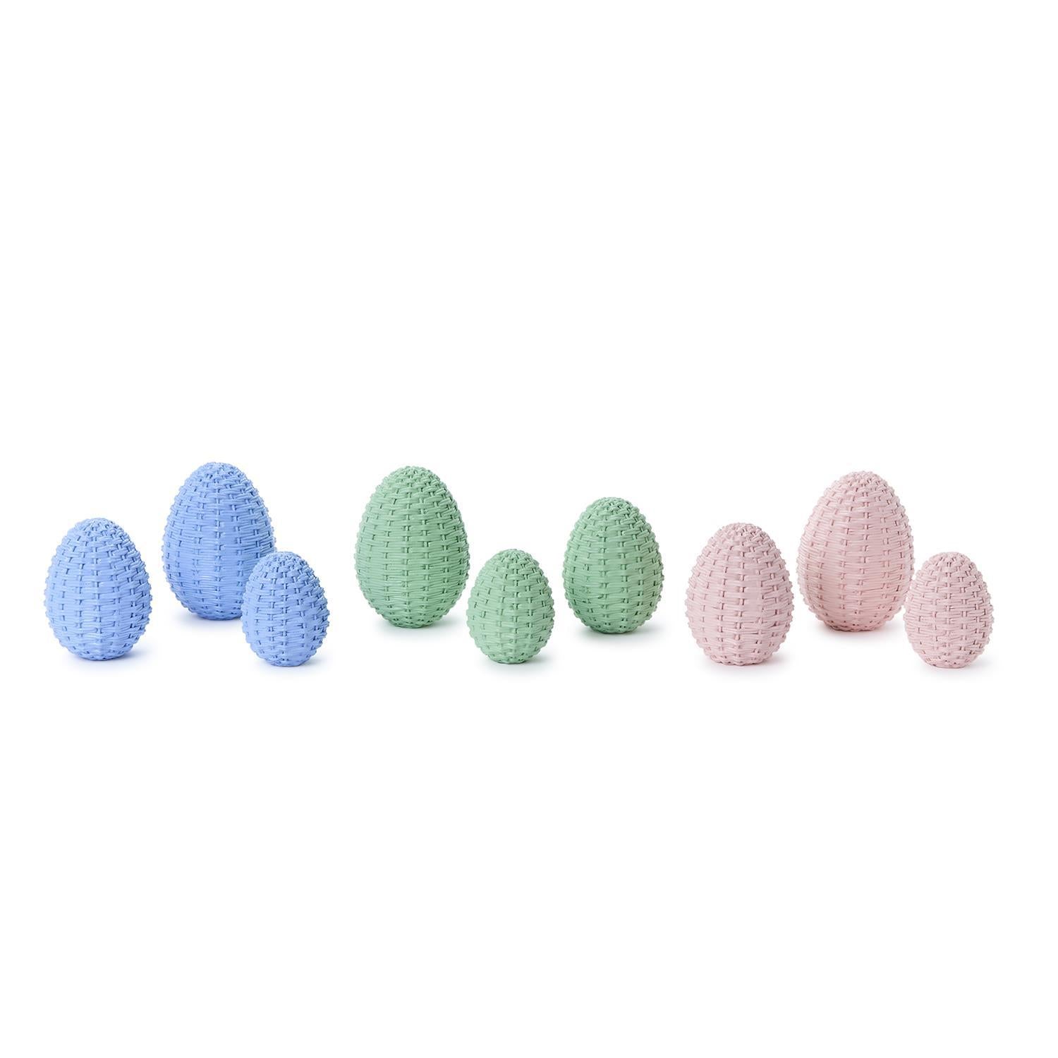 Set of 3 Basket Weave Easter Eggs - Assorted Seasonal Two's Company