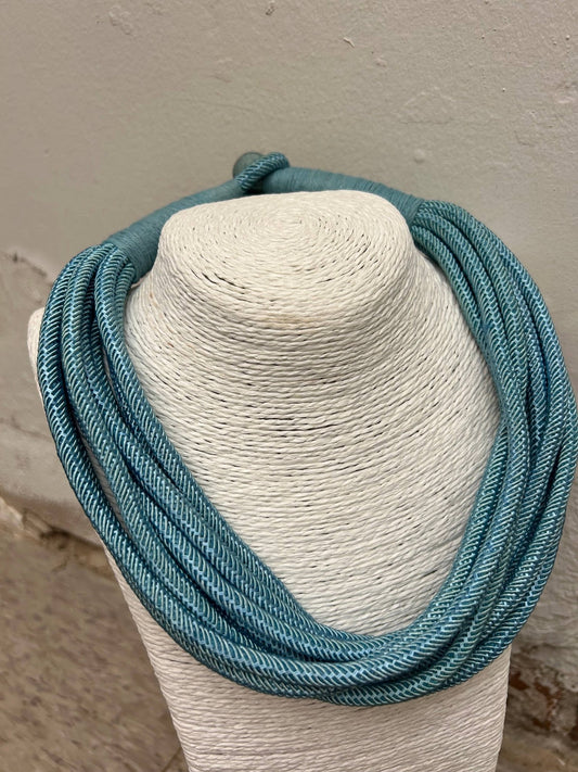 Slub 8-Strand Necklace - Dusty Light Blue Necklaces TWO FORTY TWO