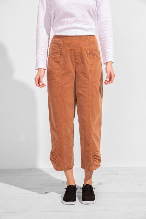 Stretch Cord Ruched Flood Pants - Spice Women's Clothing Escape by Habitat   