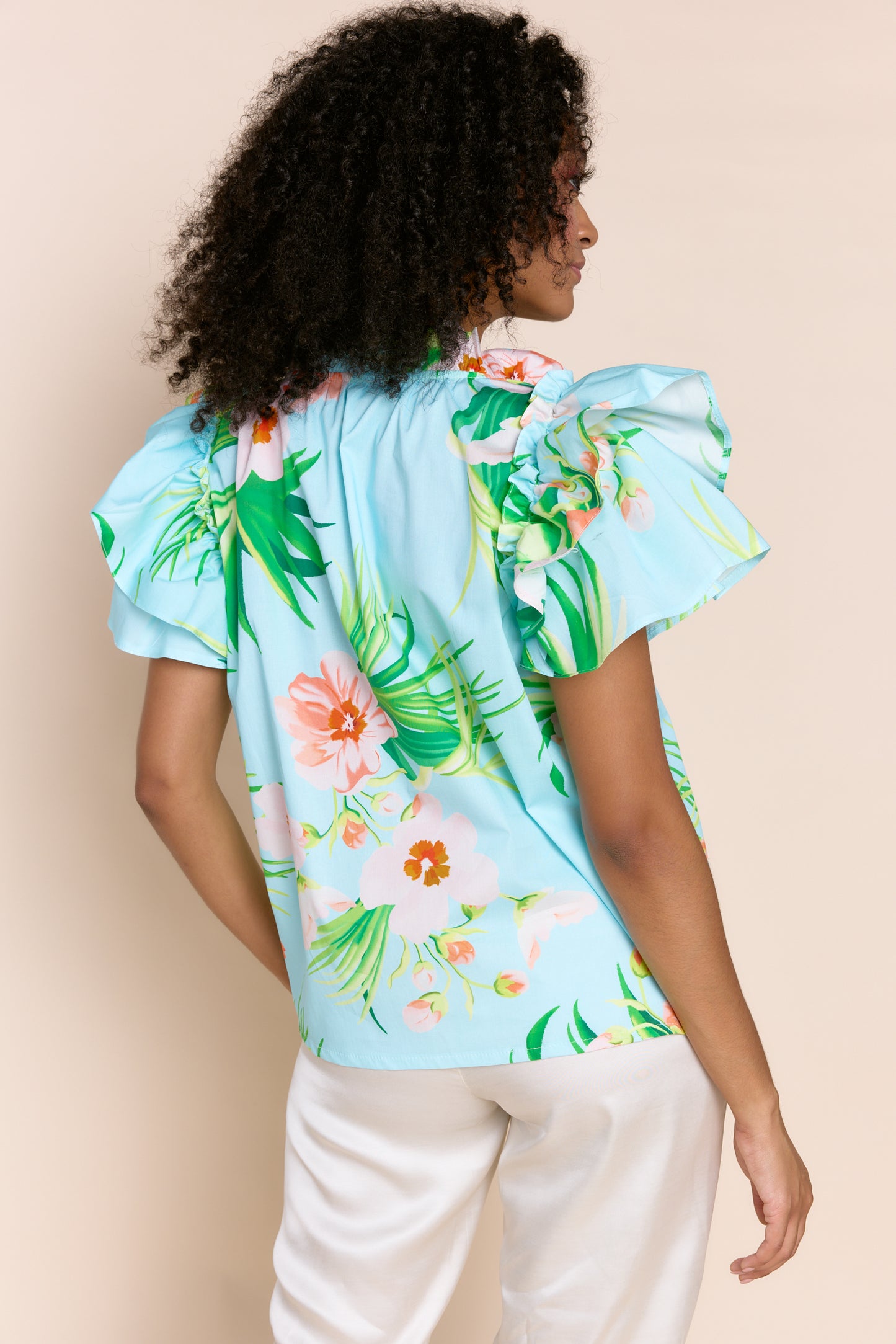 Kata Top - Aqua Floral Tops Sofia Collection   