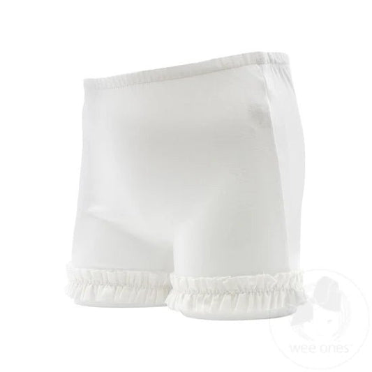 White Ruffle Trim Wundershorts - Sugar Babies Children's Boutique/Meg's Shoppe