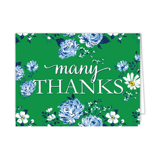 Green Floral Folded Thank You Cards Paper Goods WH Hostess   