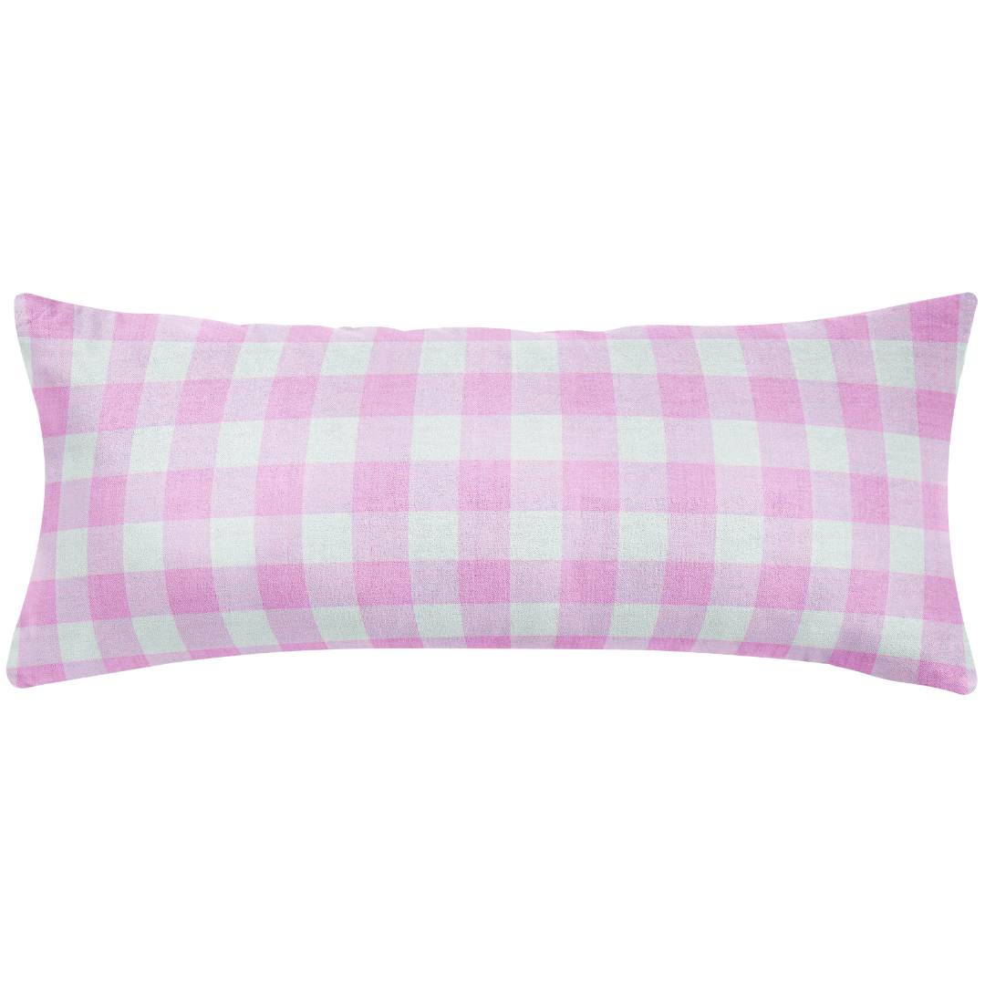 Gingham Pink 14x36 Decorative Pillow Textiles Laura Park Designs   