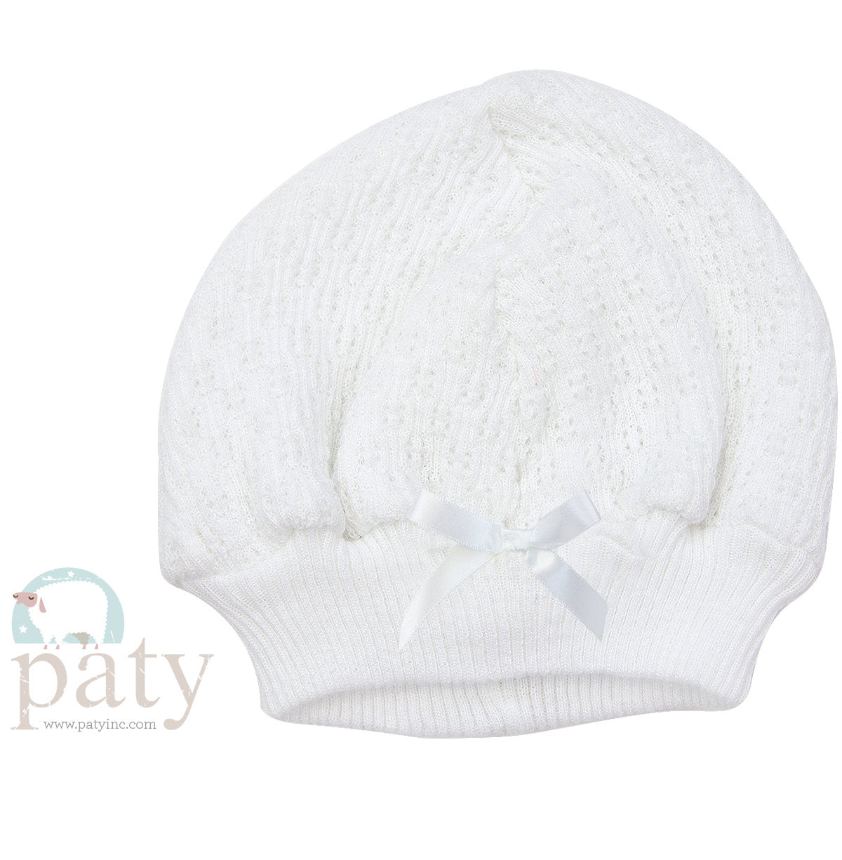 Beanie Cap with Bow Clothing Paty White  