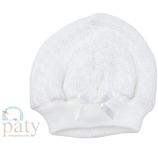 Beanie Cap with Bow Clothing Paty White  