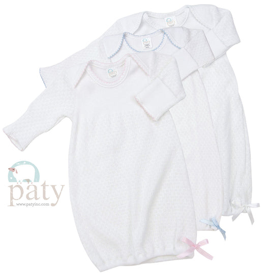 Long Sleeve Lap Shoulder Gown Baby Sleepwear Paty White  