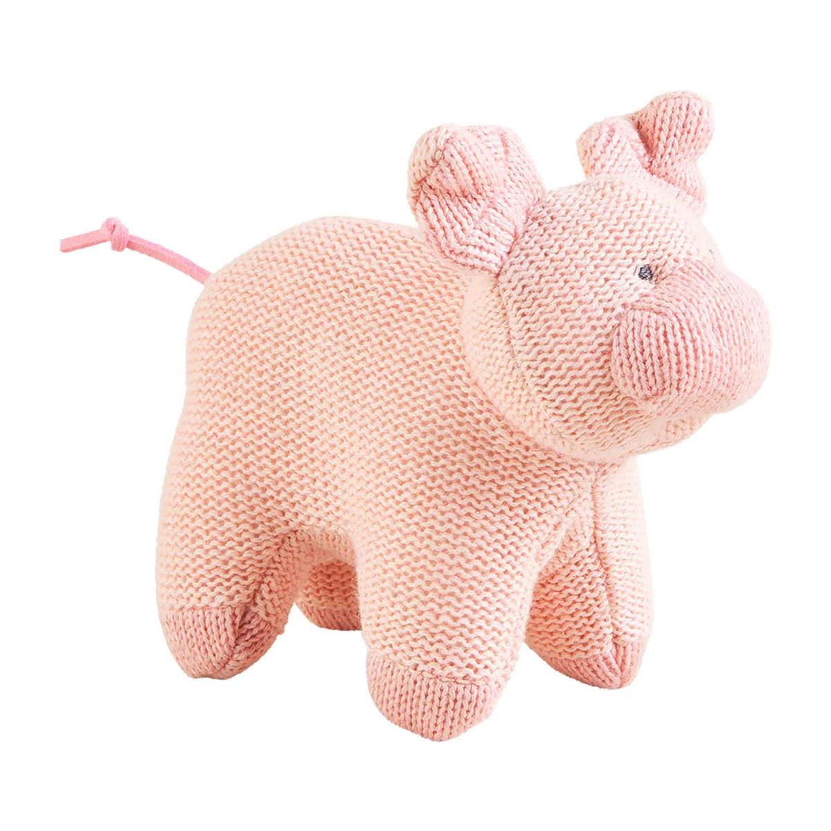 Pig Farm Knit Rattle Baby Accessories Mudpie   