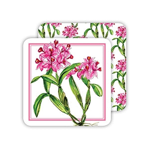 Pink Orchid Botanical Coaster Gifts RoseanneBeck   