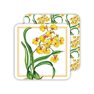 Yellow Orchid Botanical Coaster Paper Goods RoseanneBeck   