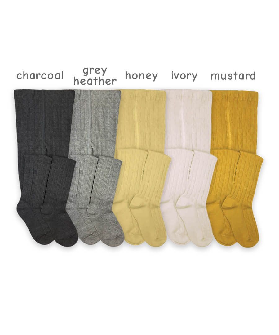Classic Cable Tights - Mustard Kids Socks + Tights Jefferies Socks   