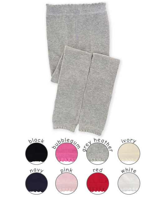 Scalloped Pima Cotton Footless Tights - Pink Kids Socks + Tights Jefferies Socks   