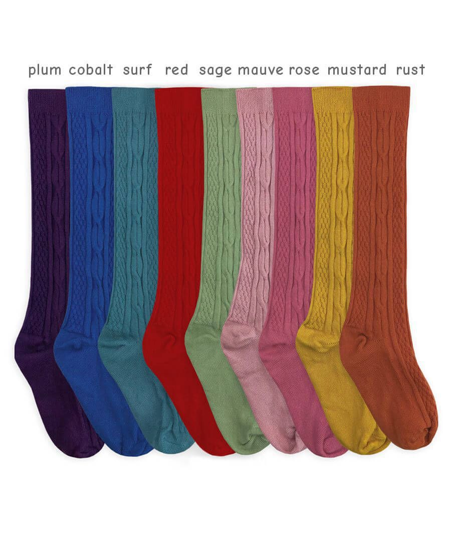 Cable Knee High Socks - Plum Accessories Jefferies Socks   