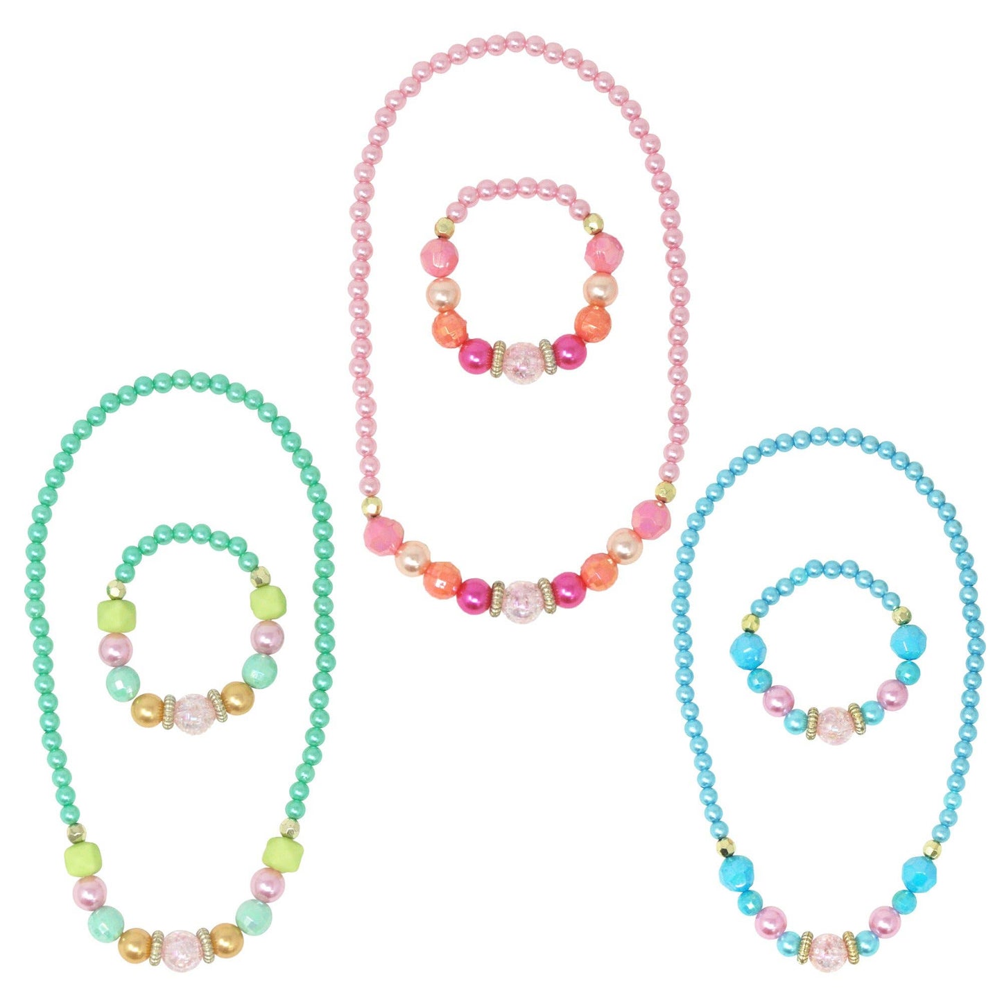 Pearlescent Necklace & Bracelet Set Kids Jewelry Pink Poppy   